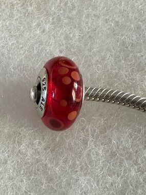 Pandora Murano Sterling Silver 925 Red Glass Bead Charm